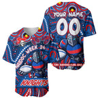 Custom Australia NAIDOC Week 2024 Baseball Jersey Newcastle Knights Mascot Keep The Fire Burning