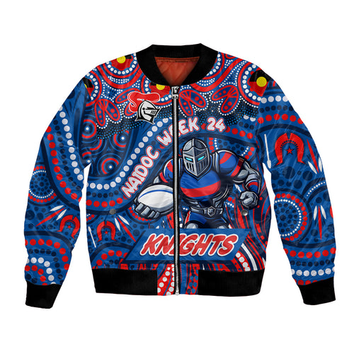 Custom Australia NAIDOC Week 2024 Bomber Jacket Newcastle Knights Mascot Keep The Fire Burning