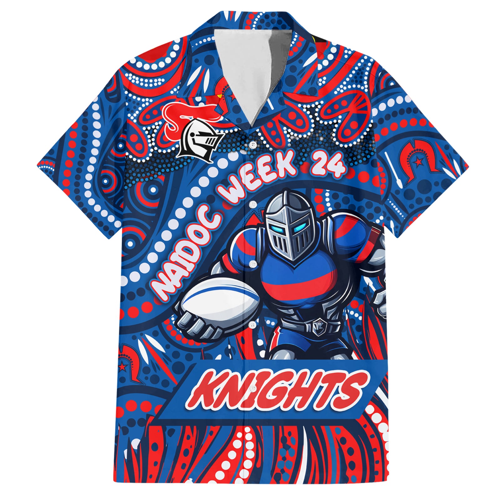 Custom Australia NAIDOC Week 2024 Hawaiian Shirt Newcastle Knights Mascot Keep The Fire Burning