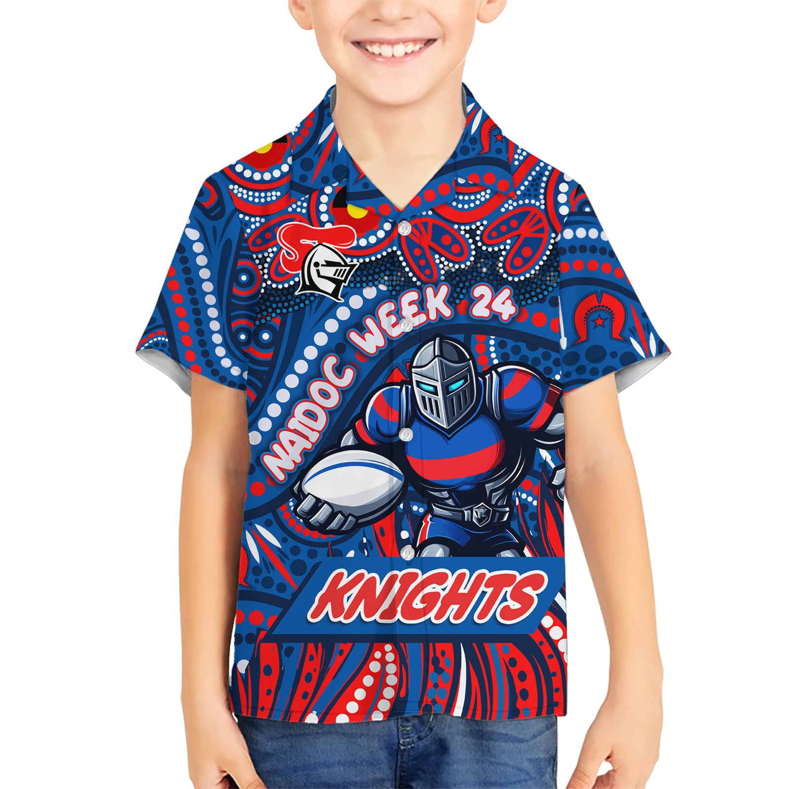 Custom Australia NAIDOC Week 2024 Hawaiian Shirt Newcastle Knights Mascot Keep The Fire Burning