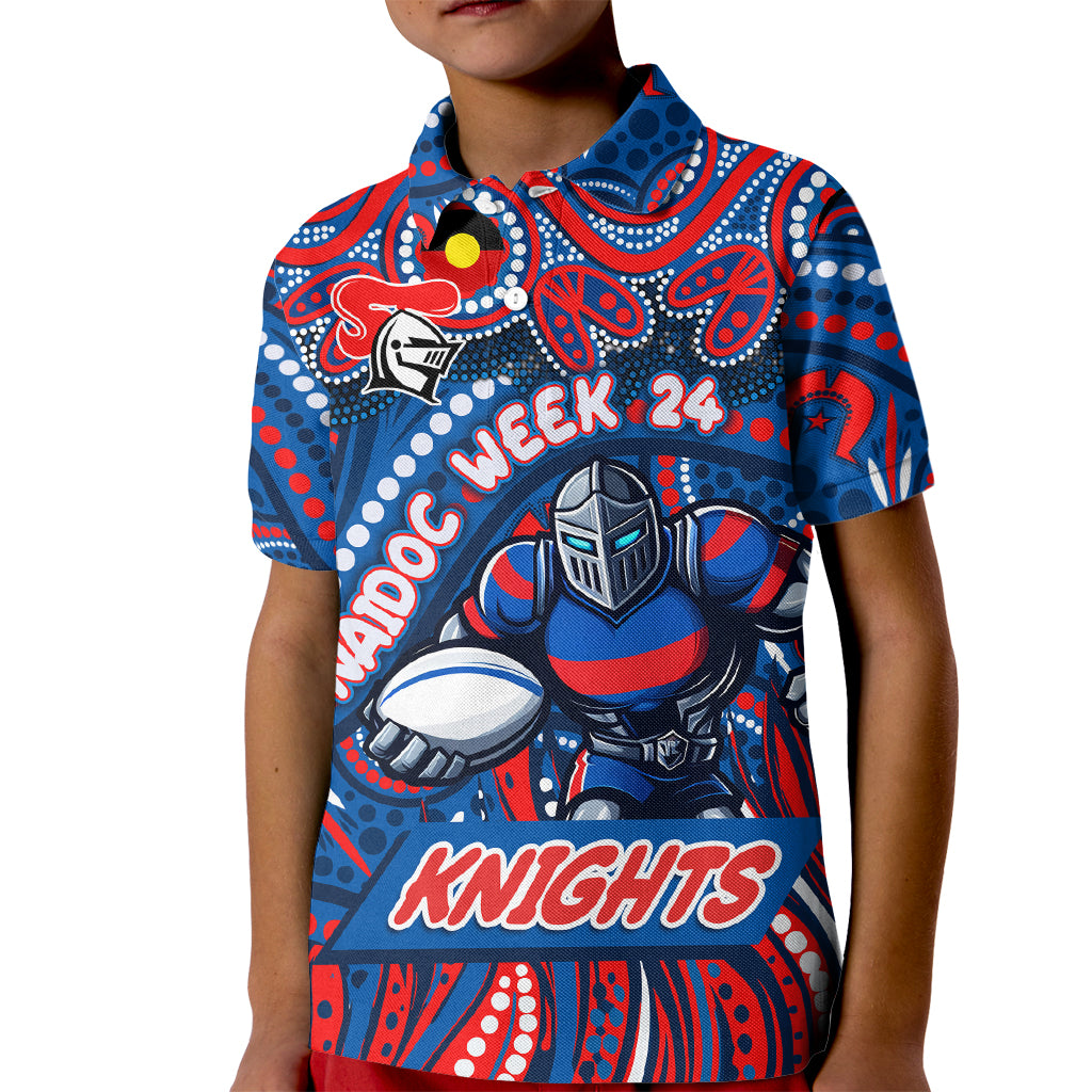 Custom Australia NAIDOC Week 2024 Kid Polo Shirt Newcastle Knights Mascot Keep The Fire Burning