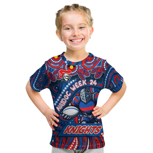 Custom Australia NAIDOC Week 2024 Kid T Shirt Newcastle Knights Mascot Keep The Fire Burning
