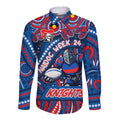Custom Australia NAIDOC Week 2024 Long Sleeve Button Shirt Newcastle Knights Mascot Keep The Fire Burning