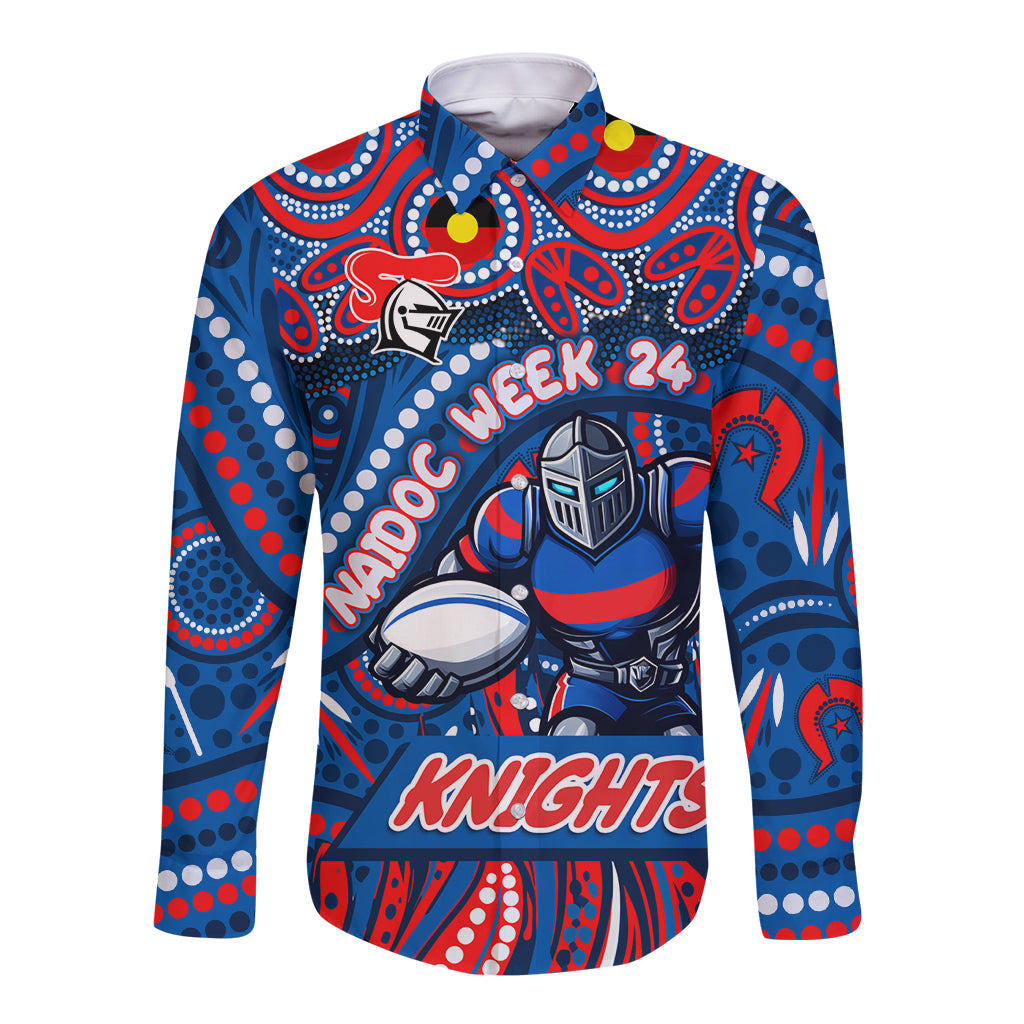 Custom Australia NAIDOC Week 2024 Long Sleeve Button Shirt Newcastle Knights Mascot Keep The Fire Burning