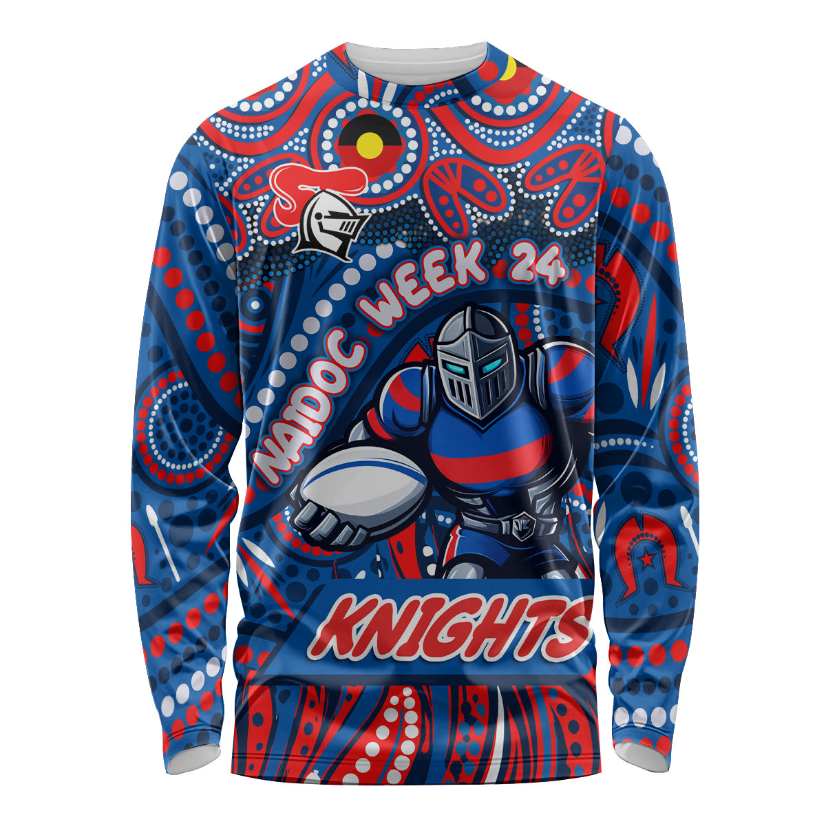 Custom Australia NAIDOC Week 2024 Long Sleeve Shirt Newcastle Knights Mascot Keep The Fire Burning