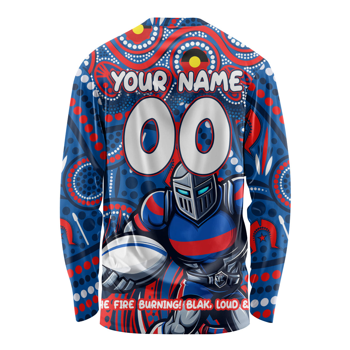 Custom Australia NAIDOC Week 2024 Long Sleeve Shirt Newcastle Knights Mascot Keep The Fire Burning