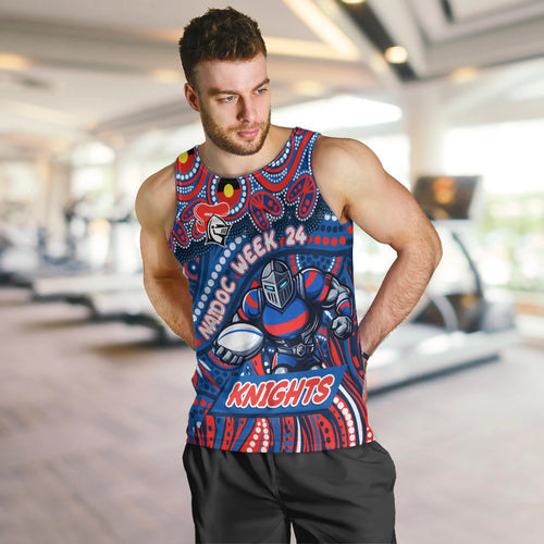 Custom Australia NAIDOC Week 2024 Men Tank Top Newcastle Knights Mascot Keep The Fire Burning
