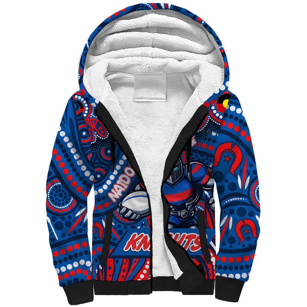 Custom Australia NAIDOC Week 2024 Sherpa Hoodie Newcastle Knights Mascot Keep The Fire Burning