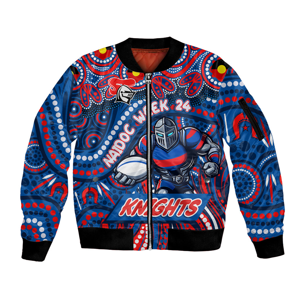 Custom Australia NAIDOC Week 2024 Sleeve Zip Bomber Jacket Newcastle Knights Mascot Keep The Fire Burning
