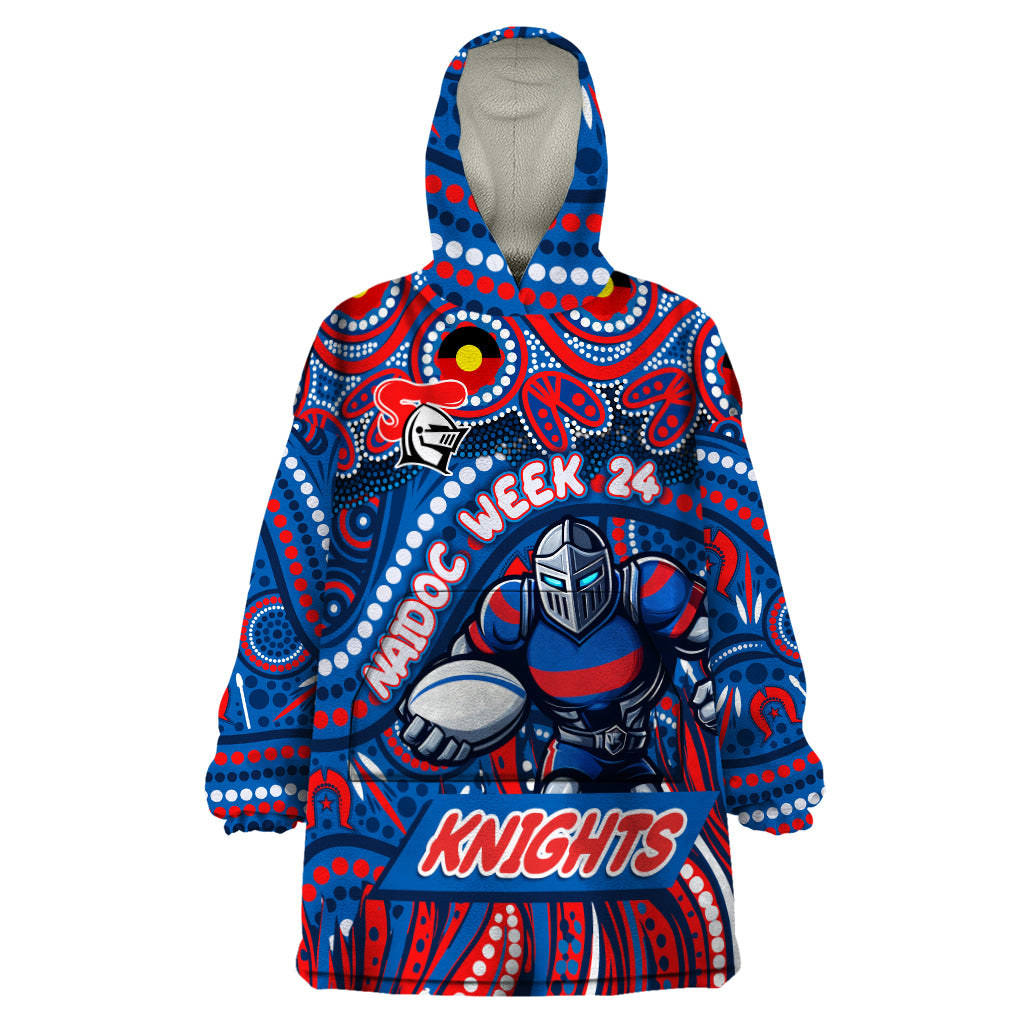 Custom Australia NAIDOC Week 2024 Wearable Blanket Hoodie Newcastle Knights Mascot Keep The Fire Burning