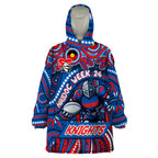 Custom Australia NAIDOC Week 2024 Wearable Blanket Hoodie Newcastle Knights Mascot Keep The Fire Burning