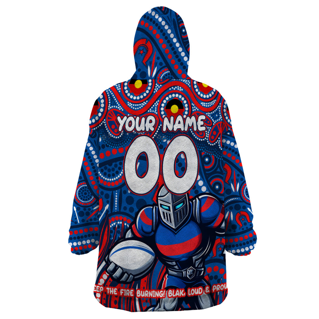 Custom Australia NAIDOC Week 2024 Wearable Blanket Hoodie Newcastle Knights Mascot Keep The Fire Burning