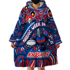 Custom Australia NAIDOC Week 2024 Wearable Blanket Hoodie Newcastle Knights Mascot Keep The Fire Burning