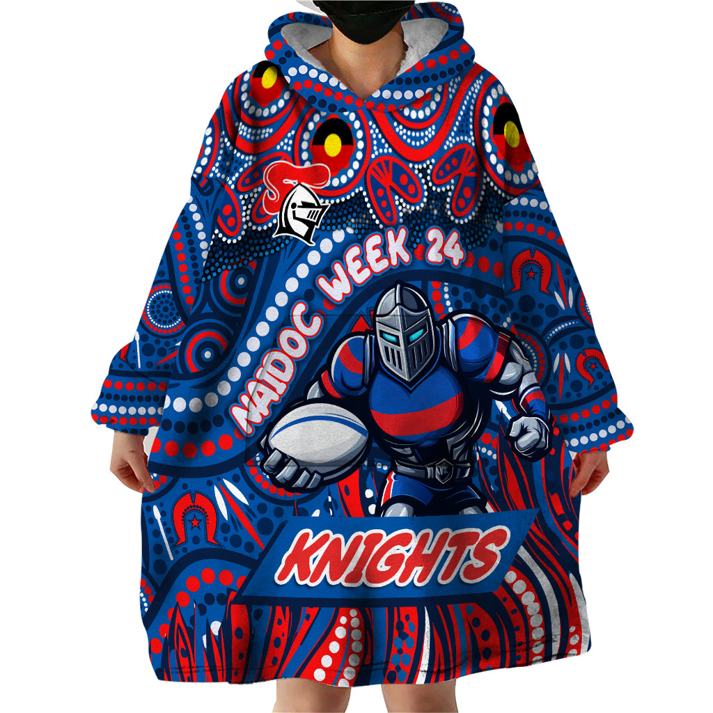 Custom Australia NAIDOC Week 2024 Wearable Blanket Hoodie Newcastle Knights Mascot Keep The Fire Burning