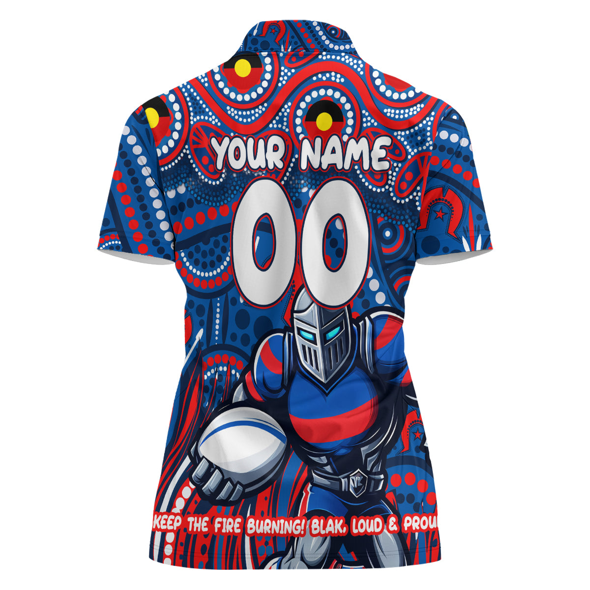 Custom Australia NAIDOC Week 2024 Women Polo Shirt Newcastle Knights Mascot Keep The Fire Burning