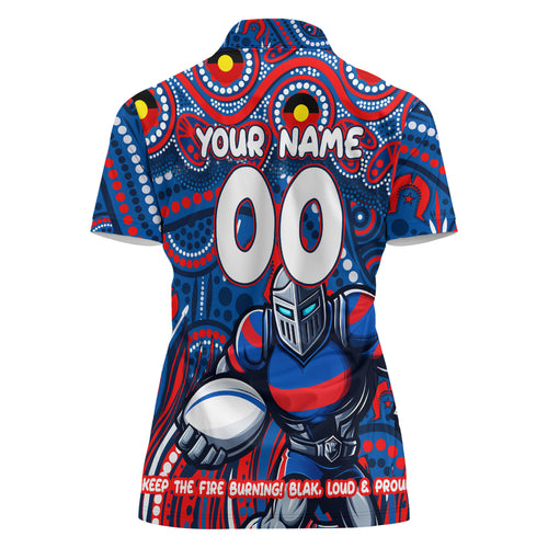 Custom Australia NAIDOC Week 2024 Women Polo Shirt Newcastle Knights Mascot Keep The Fire Burning