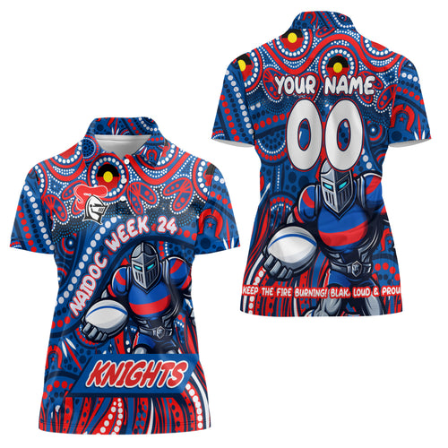 Custom Australia NAIDOC Week 2024 Women Polo Shirt Newcastle Knights Mascot Keep The Fire Burning