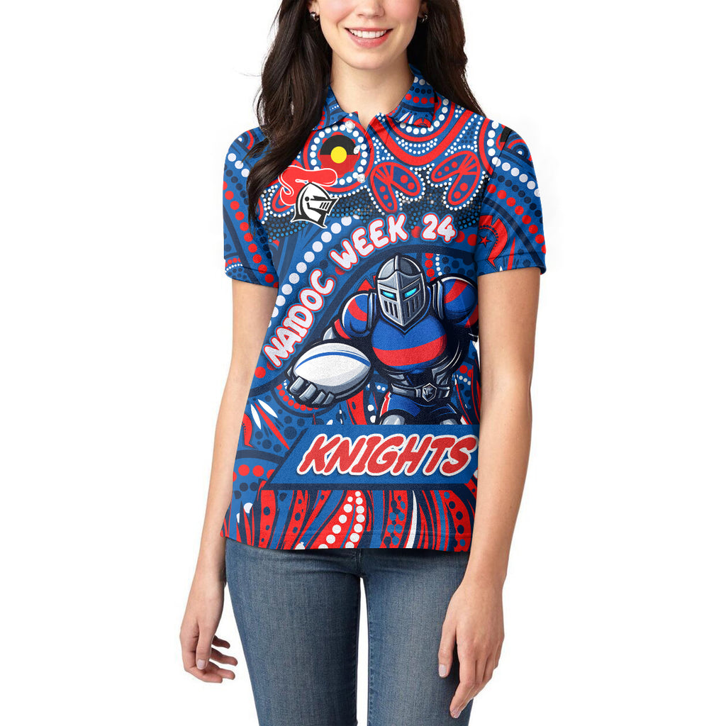 Custom Australia NAIDOC Week 2024 Women Polo Shirt Newcastle Knights Mascot Keep The Fire Burning