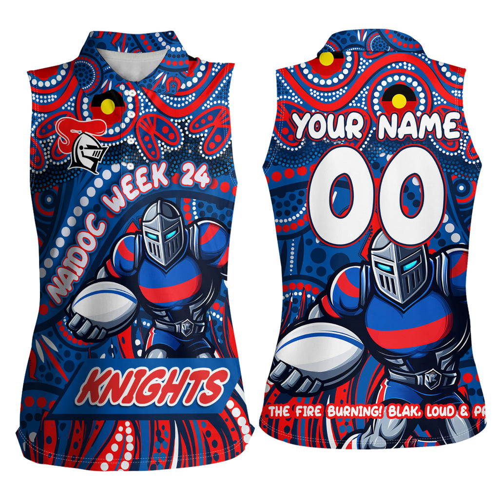 Custom Australia NAIDOC Week 2024 Women Sleeveless Polo Shirt Newcastle Knights Mascot Keep The Fire Burning