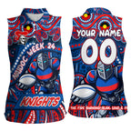 Custom Australia NAIDOC Week 2024 Women Sleeveless Polo Shirt Newcastle Knights Mascot Keep The Fire Burning