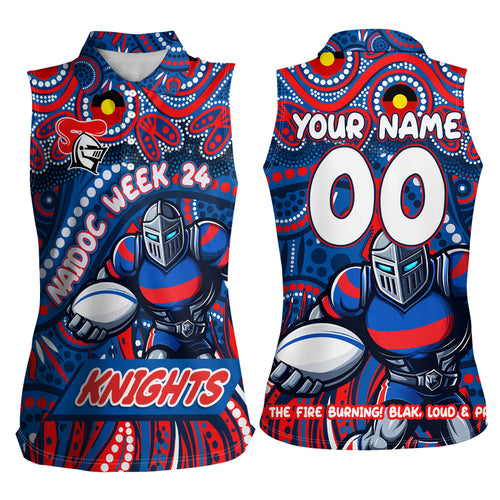 Custom Australia NAIDOC Week 2024 Women Sleeveless Polo Shirt Newcastle Knights Mascot Keep The Fire Burning