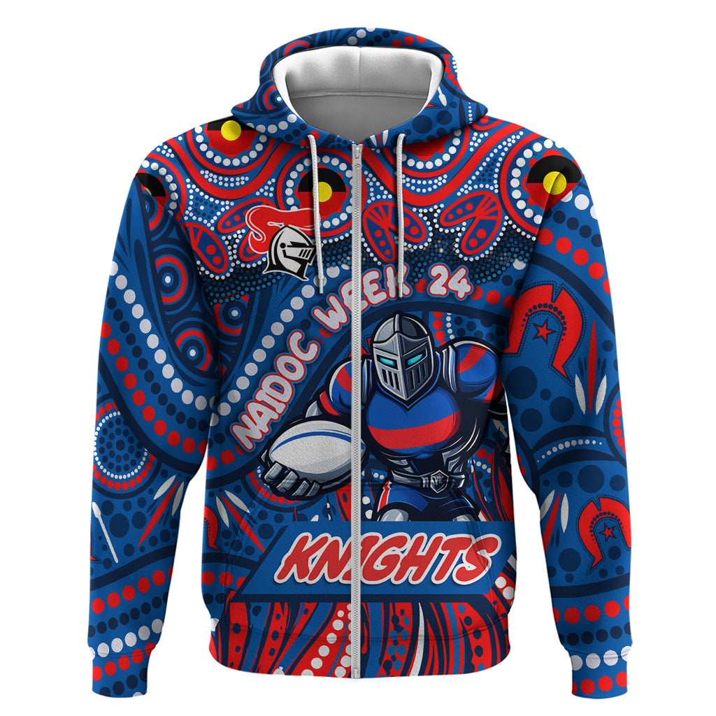 Custom Australia NAIDOC Week 2024 Zip Hoodie Newcastle Knights Mascot Keep The Fire Burning