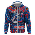 Custom Australia NAIDOC Week 2024 Zip Hoodie Newcastle Knights Mascot Keep The Fire Burning