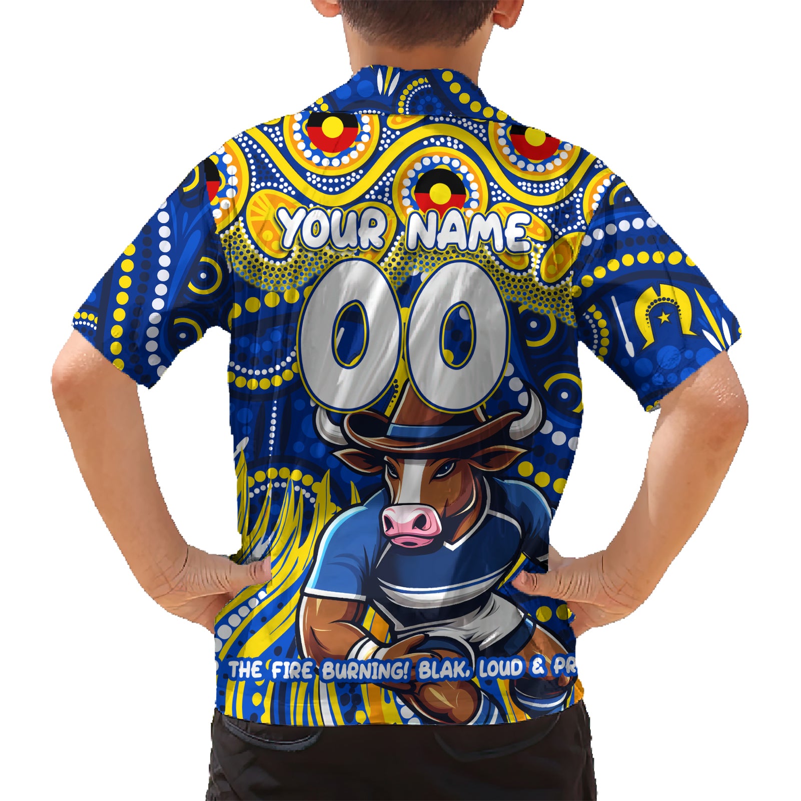 Custom Australia NAIDOC Week 2024 Kid Hawaiian Shirt Cowboys Mascot Keep The Fire Burning