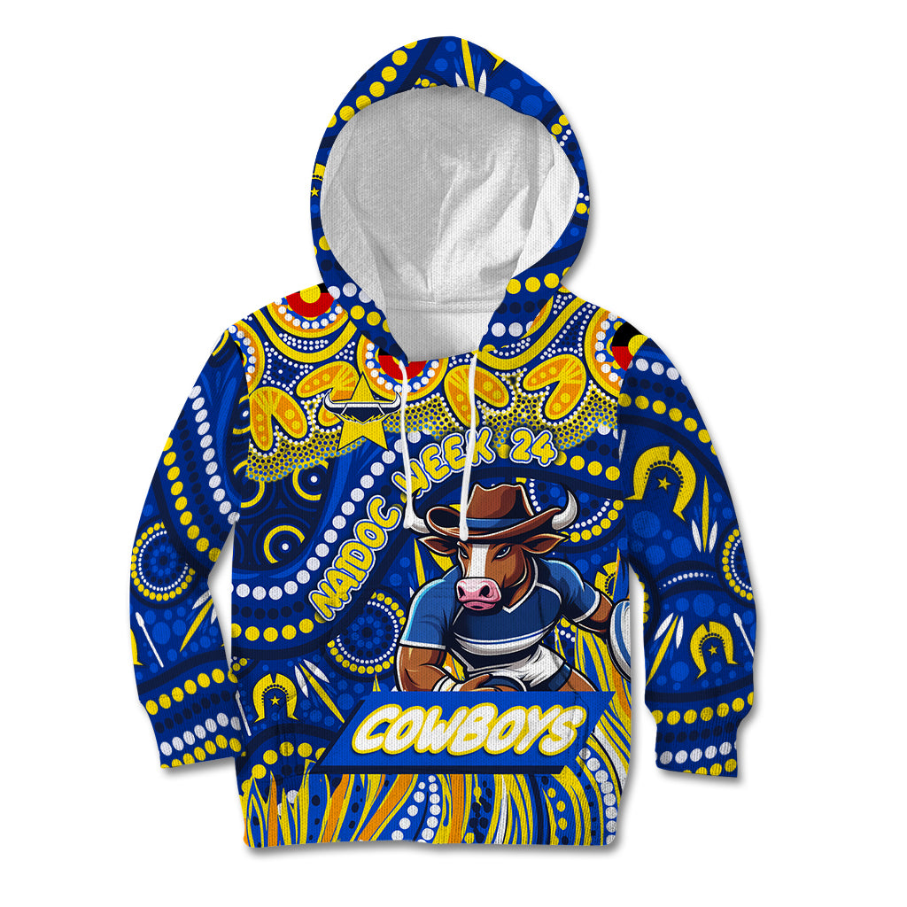 Custom Australia NAIDOC Week 2024 Kid Hoodie Cowboys Mascot Keep The Fire Burning