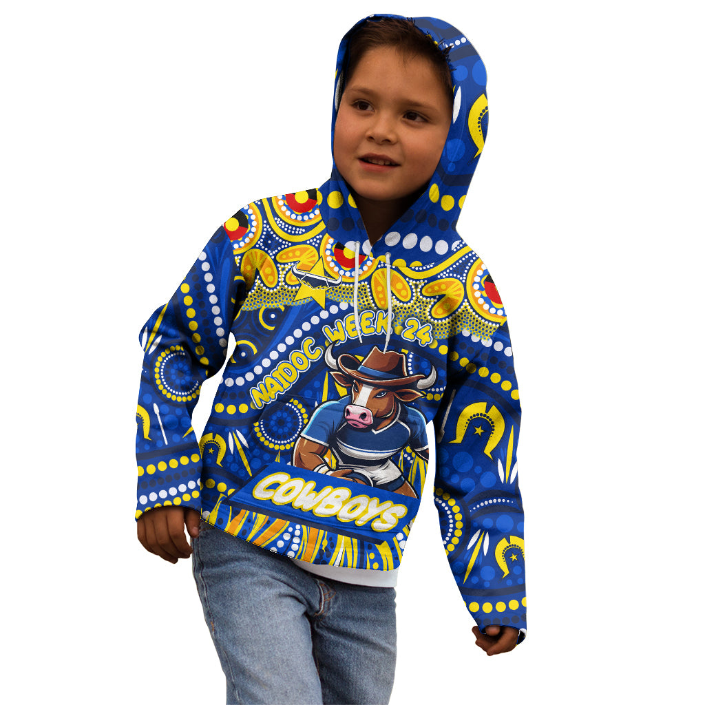 Custom Australia NAIDOC Week 2024 Kid Hoodie Cowboys Mascot Keep The Fire Burning