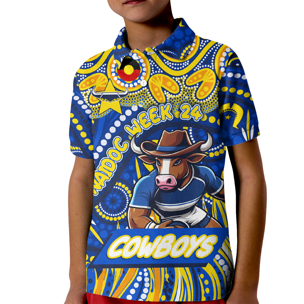 Custom Australia NAIDOC Week 2024 Kid Polo Shirt Cowboys Mascot Keep The Fire Burning