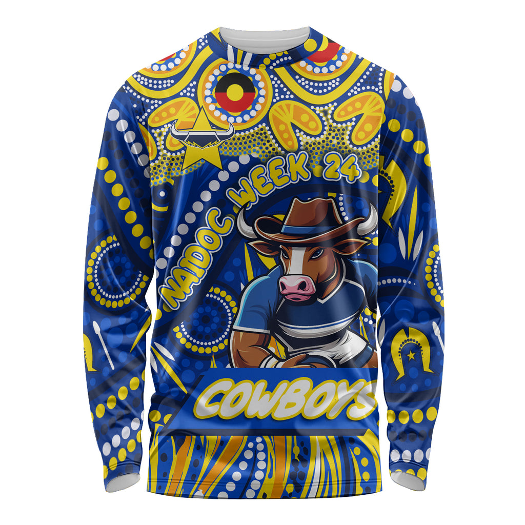 Custom Australia NAIDOC Week 2024 Long Sleeve Shirt Cowboys Mascot Keep The Fire Burning