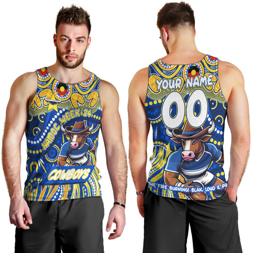 Custom Australia NAIDOC Week 2024 Men Tank Top Cowboys Mascot Keep The Fire Burning