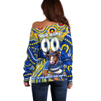 Custom Australia NAIDOC Week 2024 Off Shoulder Sweater Cowboys Mascot Keep The Fire Burning