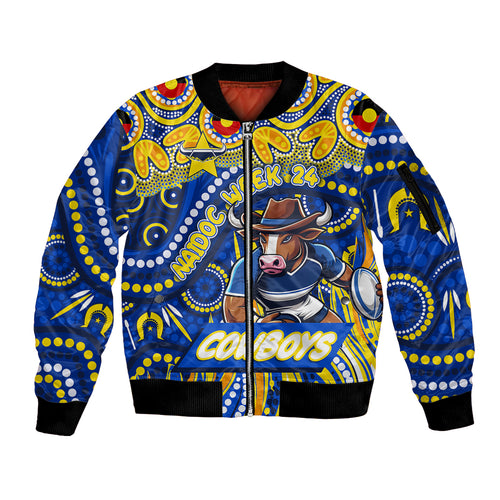 Custom Australia NAIDOC Week 2024 Sleeve Zip Bomber Jacket Cowboys Mascot Keep The Fire Burning