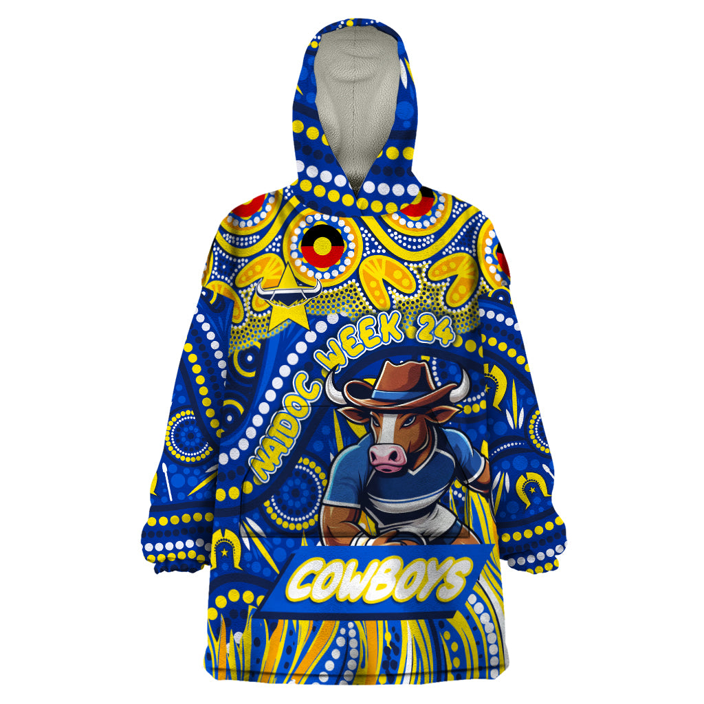 Custom Australia NAIDOC Week 2024 Wearable Blanket Hoodie Cowboys Mascot Keep The Fire Burning