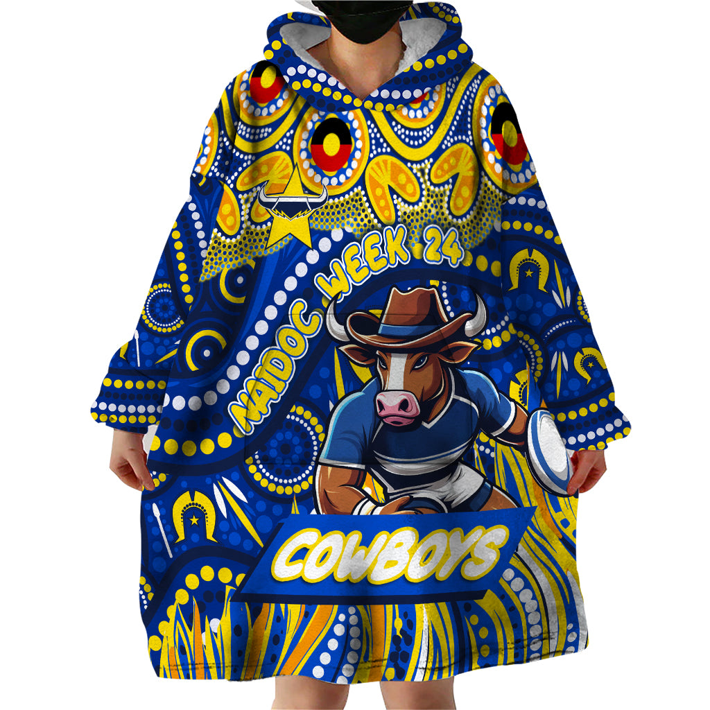 Custom Australia NAIDOC Week 2024 Wearable Blanket Hoodie Cowboys Mascot Keep The Fire Burning