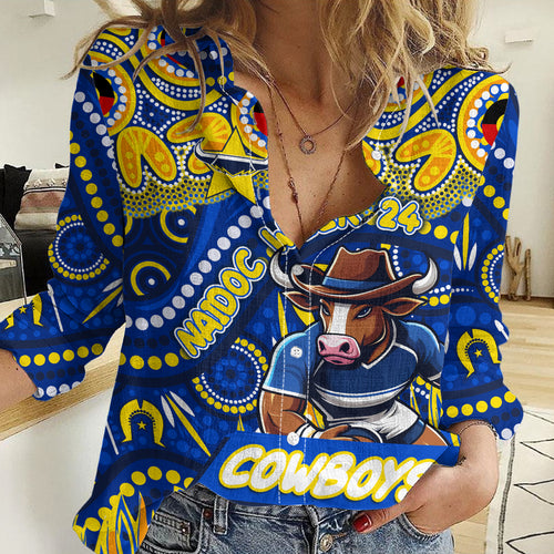 Custom Australia NAIDOC Week 2024 Women Casual Shirt Cowboys Mascot Keep The Fire Burning