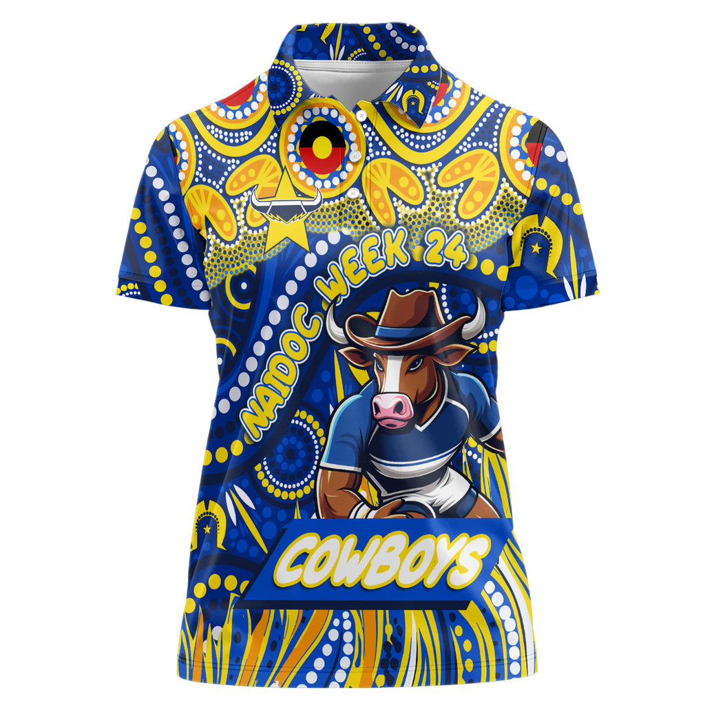 Custom Australia NAIDOC Week 2024 Women Polo Shirt Cowboys Mascot Keep The Fire Burning
