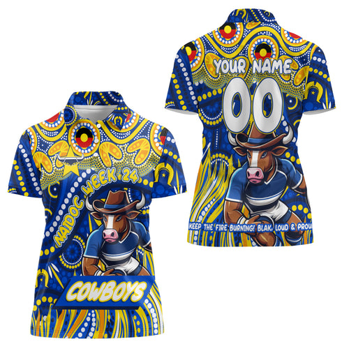 Custom Australia NAIDOC Week 2024 Women Polo Shirt Cowboys Mascot Keep The Fire Burning