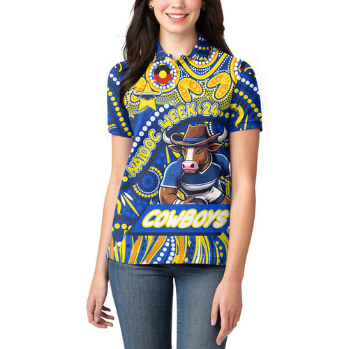 Custom Australia NAIDOC Week 2024 Women Polo Shirt Cowboys Mascot Keep The Fire Burning