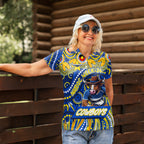 Custom Australia NAIDOC Week 2024 Women Polo Shirt Cowboys Mascot Keep The Fire Burning