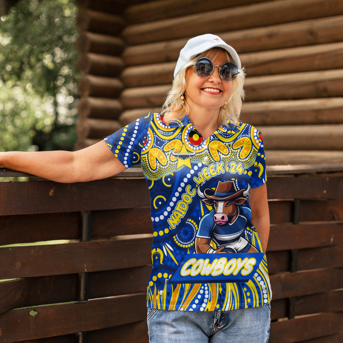 Custom Australia NAIDOC Week 2024 Women Polo Shirt Cowboys Mascot Keep The Fire Burning