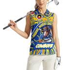 Custom Australia NAIDOC Week 2024 Women Sleeveless Polo Shirt Cowboys Mascot Keep The Fire Burning