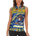 Custom Australia NAIDOC Week 2024 Women Sleeveless Polo Shirt Cowboys Mascot Keep The Fire Burning