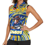 Custom Australia NAIDOC Week 2024 Women Sleeveless Polo Shirt Cowboys Mascot Keep The Fire Burning