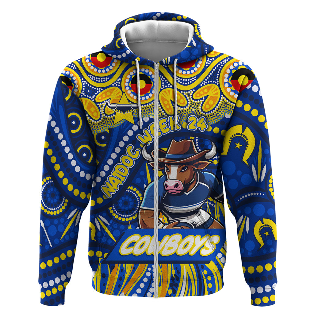 Custom Australia NAIDOC Week 2024 Zip Hoodie Cowboys Mascot Keep The Fire Burning