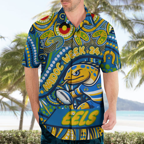 Custom Australia NAIDOC Week 2024 Hawaiian Shirt Parramatta Eels Mascot Keep The Fire Burning
