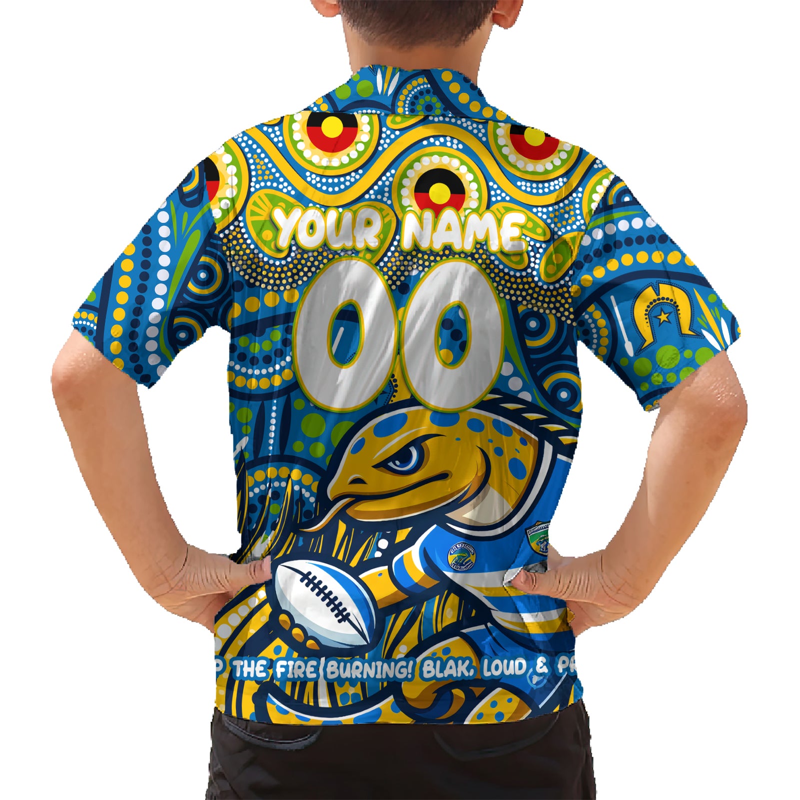Custom Australia NAIDOC Week 2024 Kid Hawaiian Shirt Parramatta Eels Mascot Keep The Fire Burning
