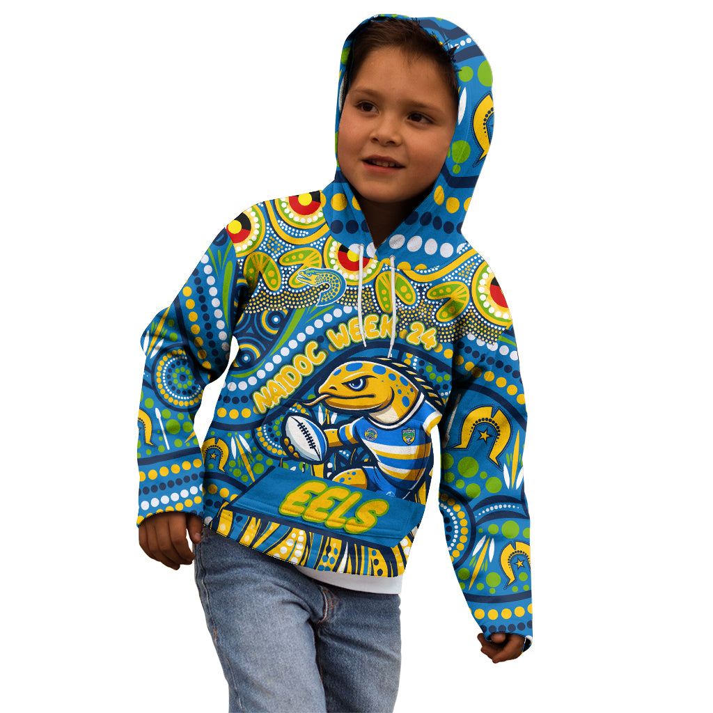 Custom Australia NAIDOC Week 2024 Kid Hoodie Parramatta Eels Mascot Keep The Fire Burning